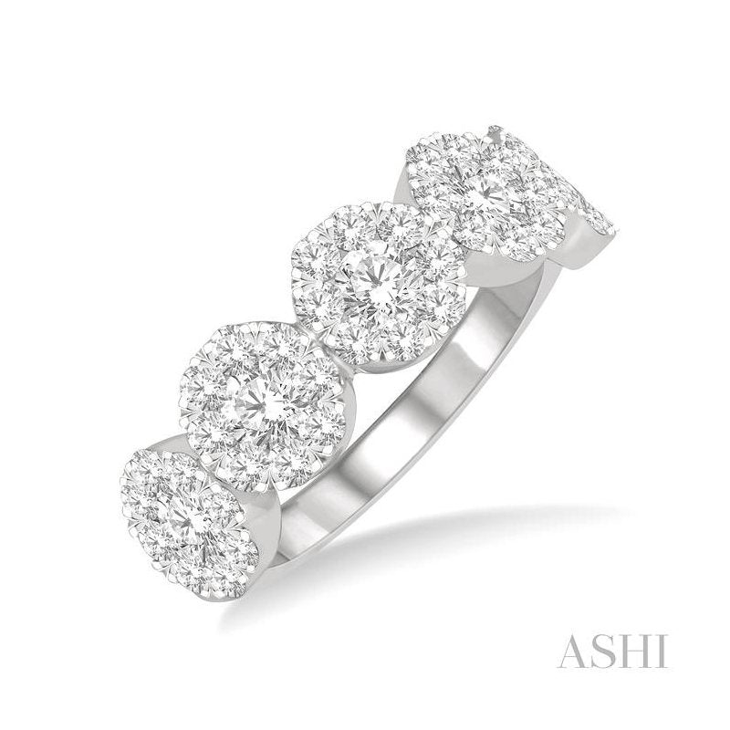 ASHI Round Shape 5 Stone Lovebright Essential Diamond Wedding Band 158D2PPFGWG