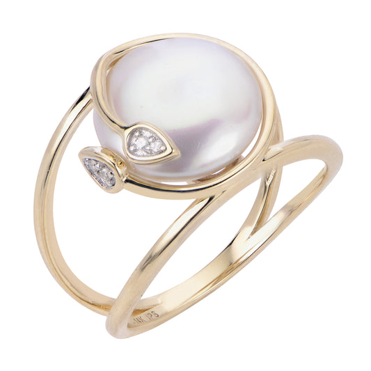 Parkplace Pearls 14KT Yellow Gold Freshwater Coin Pearl Ring 912595/FW-7