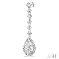ASHI Pear Shape Halo Lovebright Diamond Long Earrings 912D1PPFGERWG