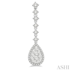 ASHI Pear Shape Halo Lovebright Diamond Long Earrings 912D1PPFGERWG