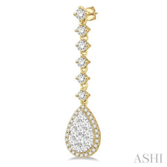 ASHI Pear Shape Halo Lovebright Diamond Long Earrings 912D1PPFVERYW
