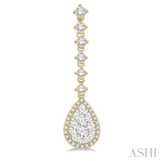 ASHI Pear Shape Halo Lovebright Diamond Long Earrings 912D1PPFVERYW