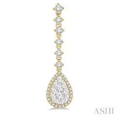 ASHI Pear Shape Halo Lovebright Diamond Long Earrings 912D1PPFVERYW