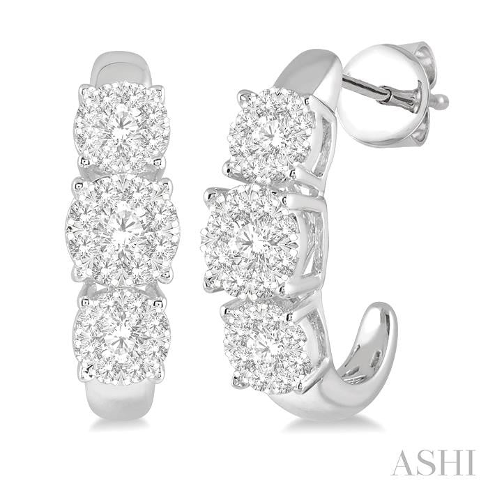 ASHI Round Shape Past Present & Future Lovebright Essential Diamond Half Hoop Earrings 912E1PPFGERWG
