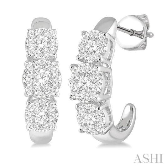 ASHI Round Shape Past Present & Future Lovebright Essential Diamond Half Hoop Earrings 912E1PPFGERWG
