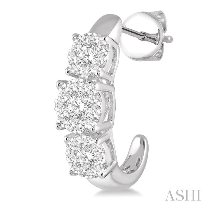 ASHI Round Shape Past Present & Future Lovebright Essential Diamond Half Hoop Earrings 912E1PPFVERWG
