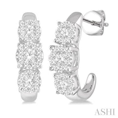 ASHI Round Shape Past Present & Future Lovebright Essential Diamond Half Hoop Earrings 912E1PPFVERWG