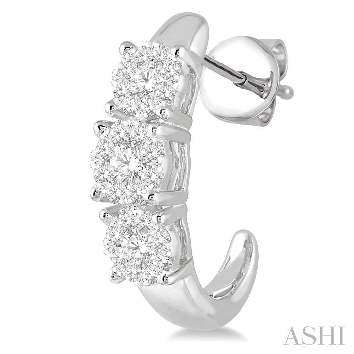 ASHI Round Shape Past Present & Future Lovebright Essential Diamond Half Hoop Earrings 912E3PPFGERWG