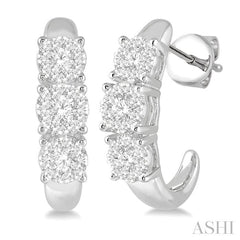 ASHI Round Shape Past Present & Future Lovebright Essential Diamond Half Hoop Earrings 912E3PPFGERWG