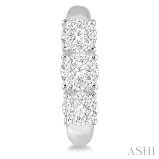 ASHI Round Shape Past Present & Future Lovebright Essential Diamond Half Hoop Earrings 912E3PPFGERWG