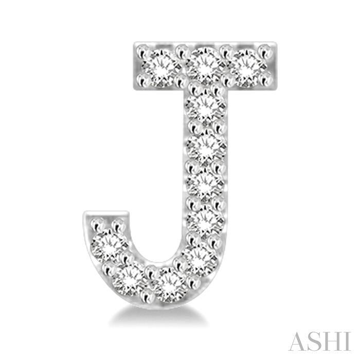 ASHI Block 'J' Initial Diamond Earrings 912F8PPTSERWG-J