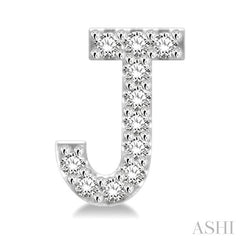 ASHI Block 'J' Initial Diamond Earrings 912F8PPTSERWG-J