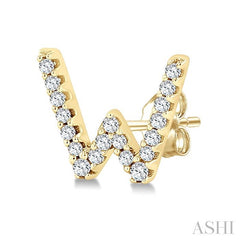 ASHI Block 'W' Initial Diamond Earrings 912F8PPTSERYG-W