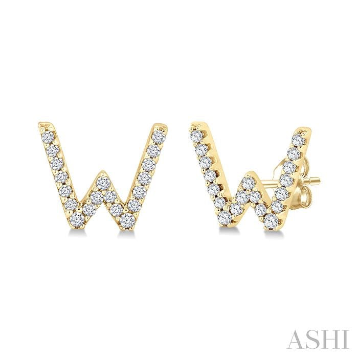ASHI Block 'W' Initial Diamond Earrings 912F8PPTSERYG-W