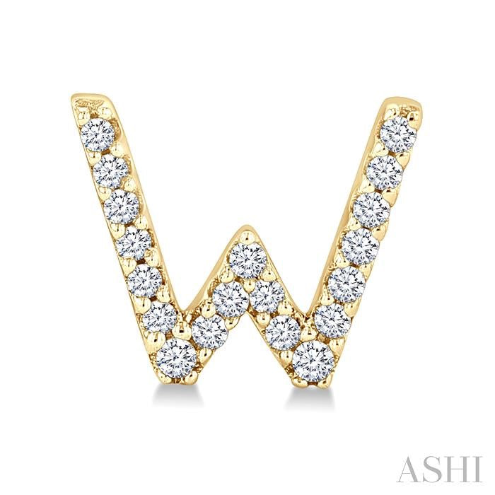 ASHI Block 'W' Initial Diamond Earrings 912F8PPTSERYG-W