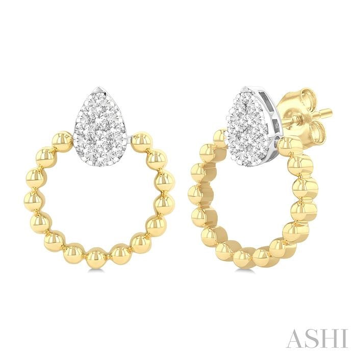 ASHI Bead Pear Shape Lovebright Diamond Fashion Earrings 912H6PPTGERYW-PR