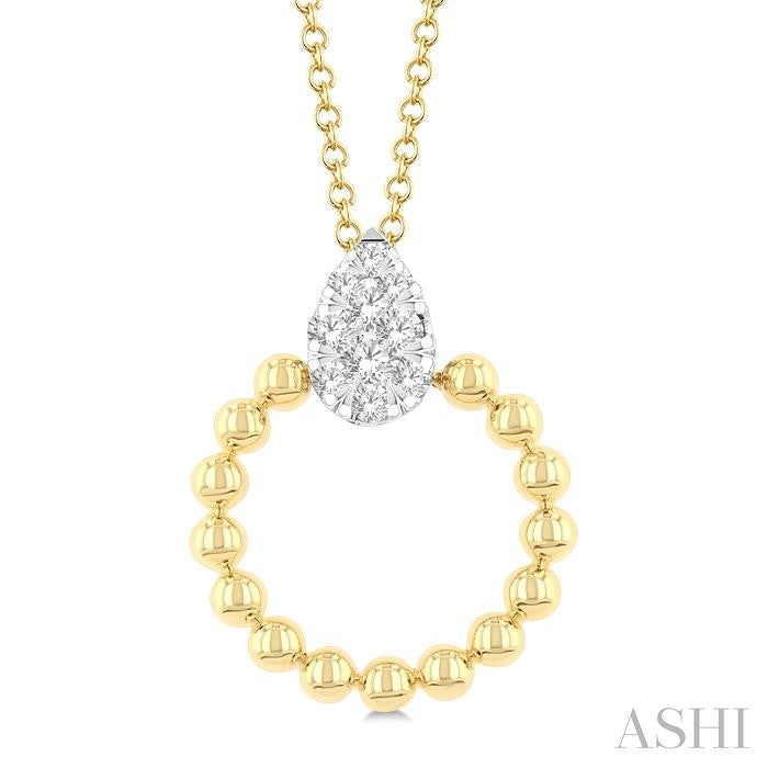ASHI Bead Pear Shape Lovebright Diamond Pendant 912H8PPTGPDYW-PR