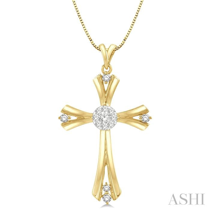 ASHI Cross Lovebright Diamond Fashion Pendant 913C6PPFGPDYW