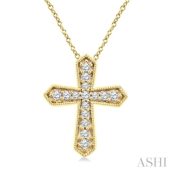 ASHI Cross Petite Diamond Fashion Pendant 913H8PPTGPDYG