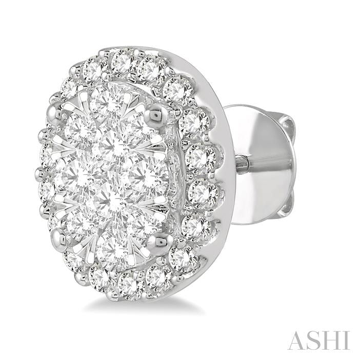 ASHI Oval Shape Halo Lovebright Essential Diamond Earrings 914A3PPFGERWG