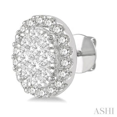 ASHI Oval Shape Halo Lovebright Essential Diamond Earrings 914A3PPFGERWG