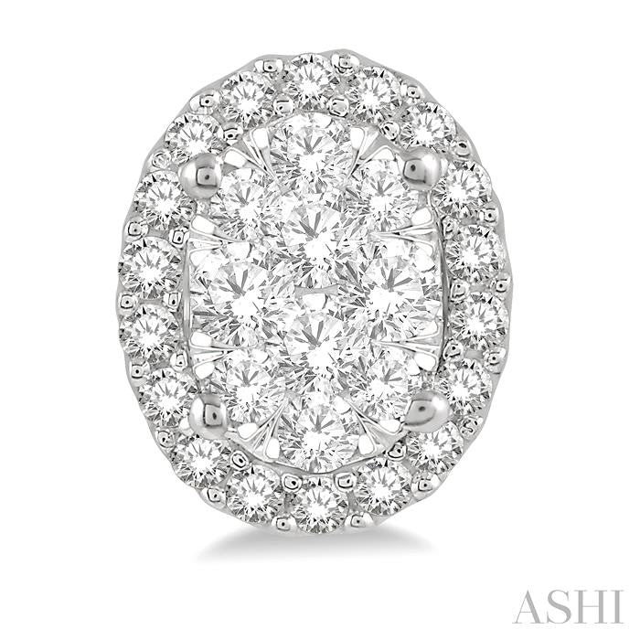 ASHI Oval Shape Halo Lovebright Essential Diamond Earrings 914A3PPFGERWG