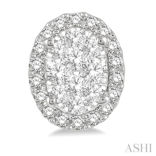 ASHI Oval Shape Halo Lovebright Essential Diamond Earrings 914A3PPFGERWG