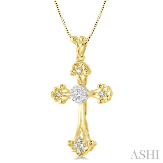 ASHI Cross Lovebright Diamond Fashion Pendant 914C6PPFGPDYW