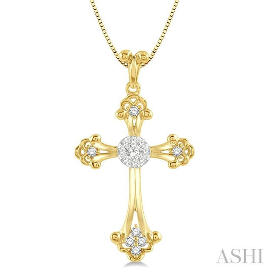 ASHI Cross Lovebright Diamond Fashion Pendant 914C6PPFGPDYW
