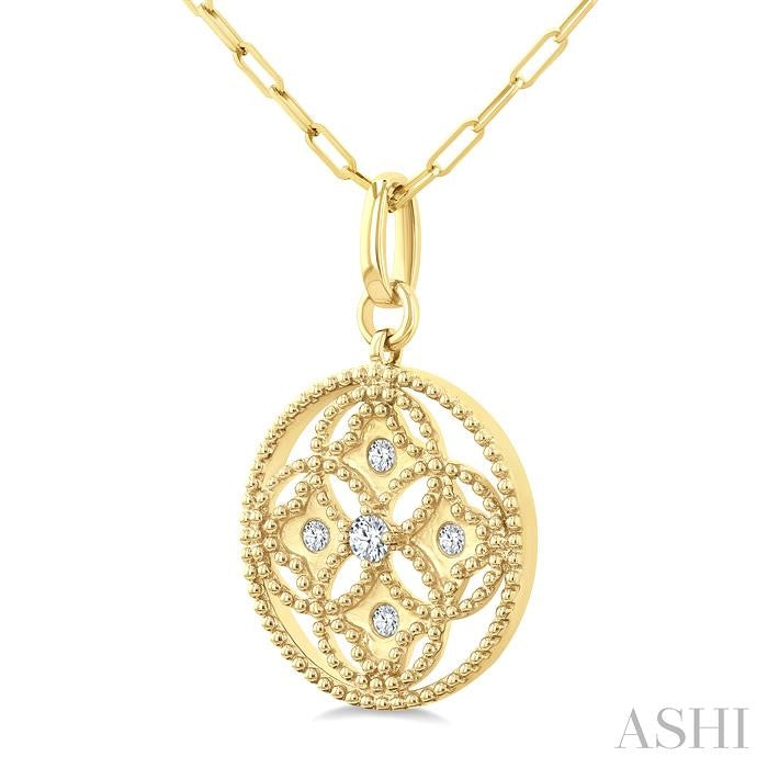 ASHI Circle Paperclip Medallion Diamond Fashion Pendant 914G7PPFGPDYG