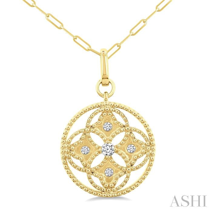 ASHI Circle Paperclip Medallion Diamond Fashion Pendant 914G7PPFGPDYG