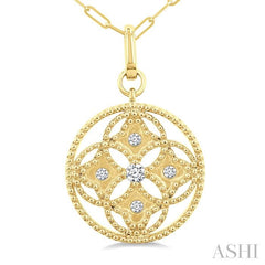ASHI Circle Paperclip Medallion Diamond Fashion Pendant 914G7PPFGPDYG