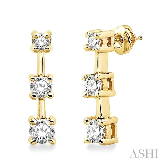 ASHI Round Shape Past Present & Future Diamond Earrings 91581PPFNER