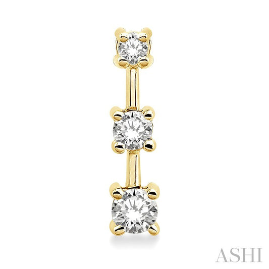 ASHI Round Shape Past Present & Future Diamond Earrings 91581PPFNER
