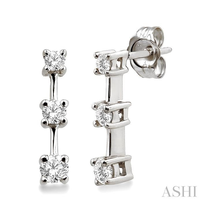 ASHI Round Shape Past Present & Future Diamond Earrings 91583PPFNERW