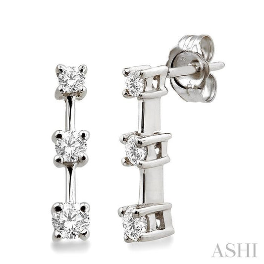 ASHI Round Shape Past Present & Future Diamond Earrings 91583PPFNERW