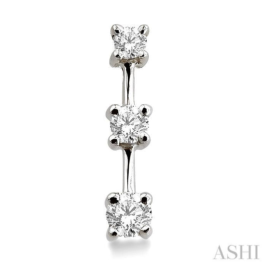 ASHI Round Shape Past Present & Future Diamond Earrings 91583PPFNERW