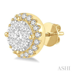 ASHI Round Shape Halo Lovebright Essential Diamond Earrings 915A3PPFGERYW
