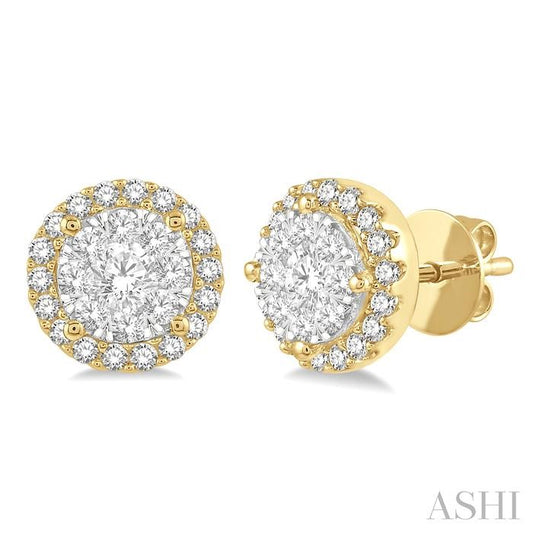 ASHI Round Shape Halo Lovebright Essential Diamond Earrings 915A3PPFGERYW