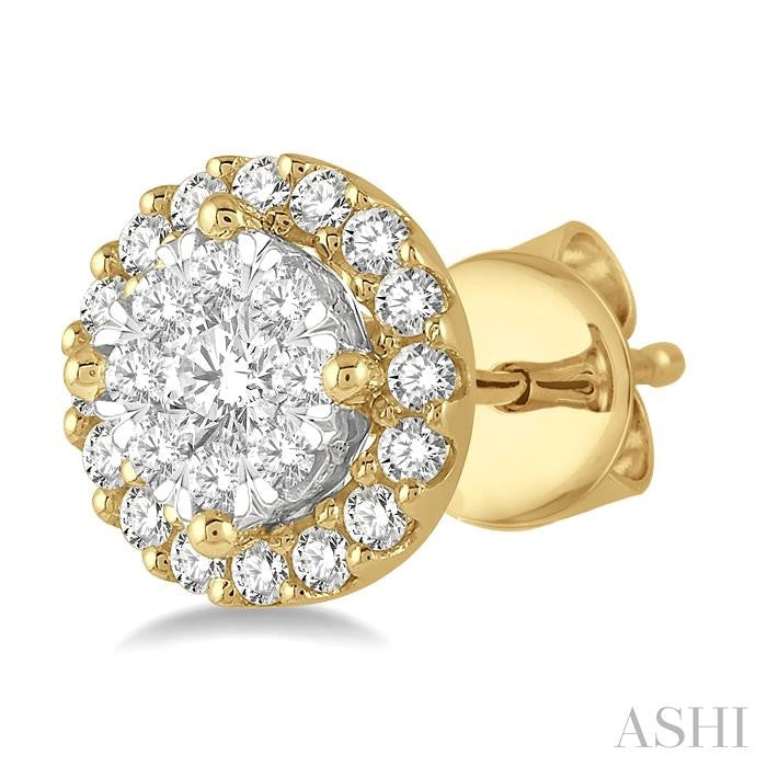ASHI Round Shape Halo Lovebright Essential Diamond Earrings 915A5PPFGERYW