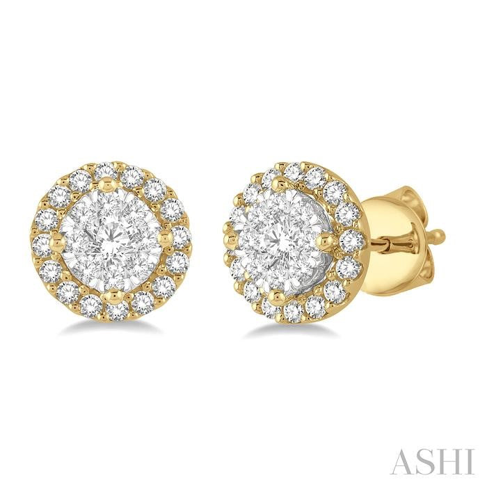 ASHI Round Shape Halo Lovebright Essential Diamond Earrings 915A5PPFGERYW