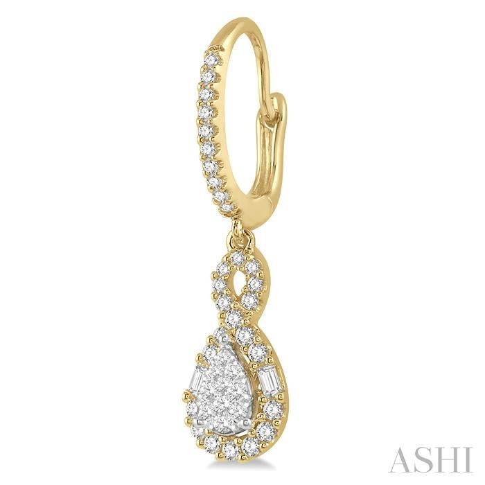 ASHI Pear Shape Halo Lovebright Diamond Earrings 915B3PPFGERYW