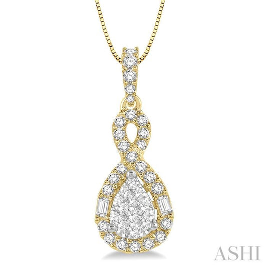 ASHI Pear Shape Halo Lovebright Diamond Pendant 915B3PPFGPDYW