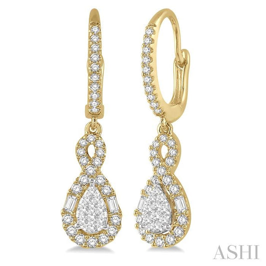 ASHI Pear Shape Halo Lovebright Diamond Earrings 915B3PPFHERYW