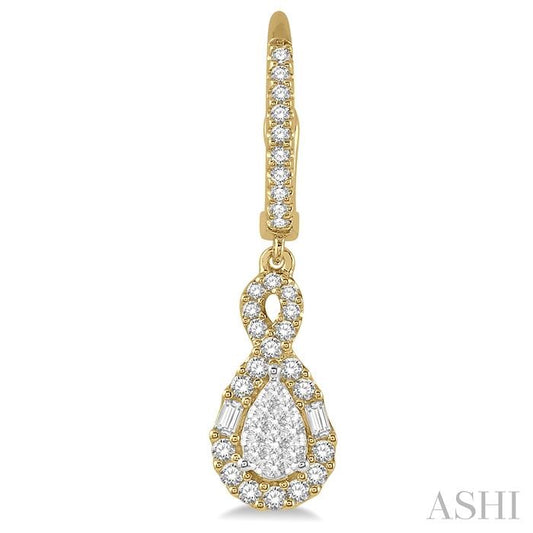 ASHI Pear Shape Halo Lovebright Diamond Earrings 915B3PPFHERYW