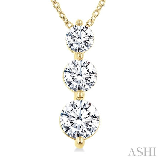 ASHI 3 Stone Diamond Fashion Pendant 915G1PPFGPDYG