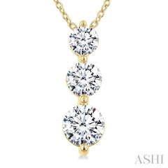 ASHI 3 Stone Diamond Fashion Pendant 915G1PPFGPDYG