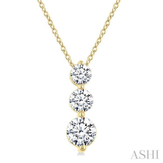 ASHI 3 Stone Diamond Fashion Pendant 915G2PPFGPDYG