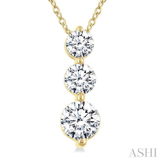 ASHI 3 Stone Diamond Fashion Pendant 915G2PPFGPDYG