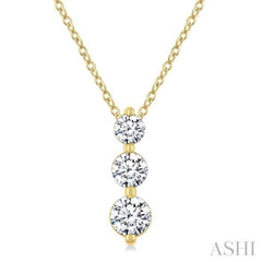 ASHI 3 Stone Diamond Fashion Pendant 915G3PPFGPDYG